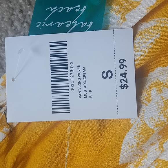 Wide leg pants, High Waist, Forever 21, gold/mustard floral, size Small - Picture 7 of 10